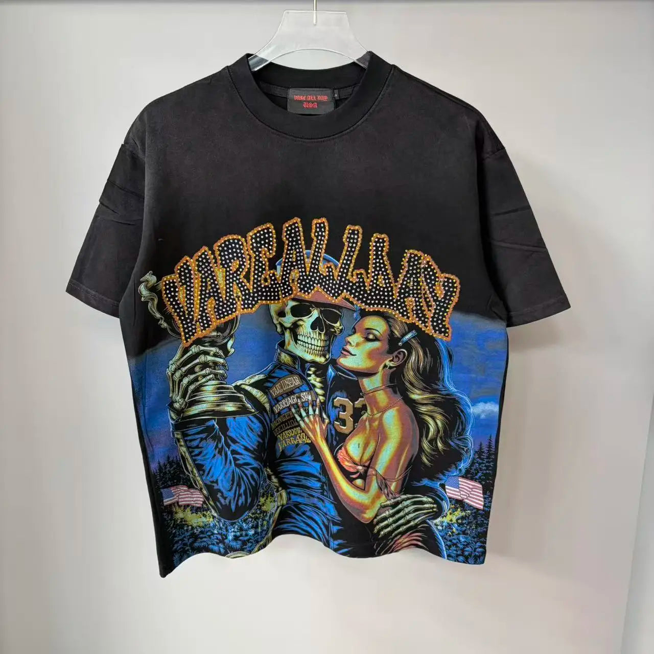 2026 New Fashion Streetwear Shinning Diamond Baggy Tshirts for Men and Women Short Sleeve Rhinestone Cotton Top Tees Oversized