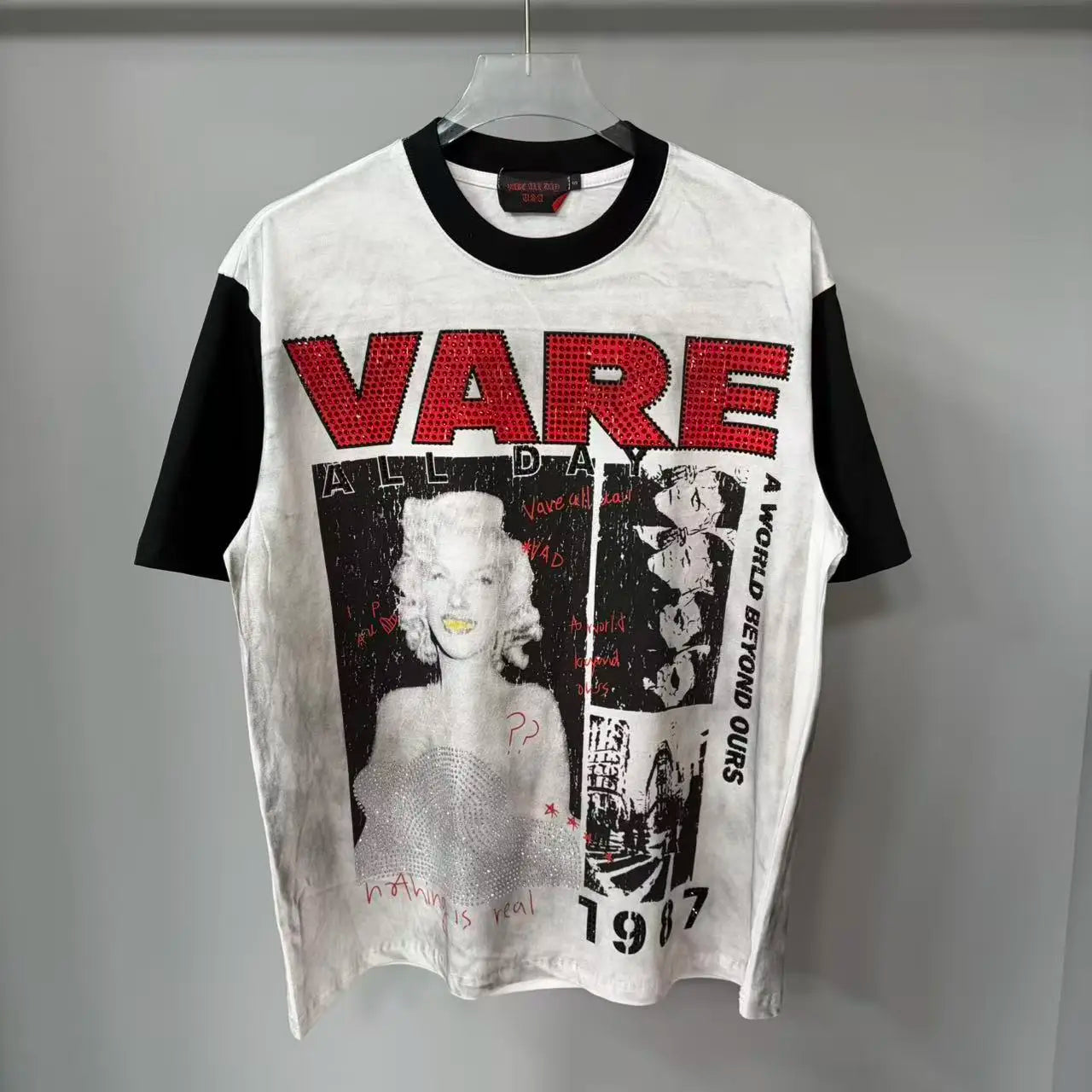 2026 New Fashion Streetwear Shinning Diamond Baggy Tshirts for Men and Women Short Sleeve Rhinestone Cotton Top Tees Oversized